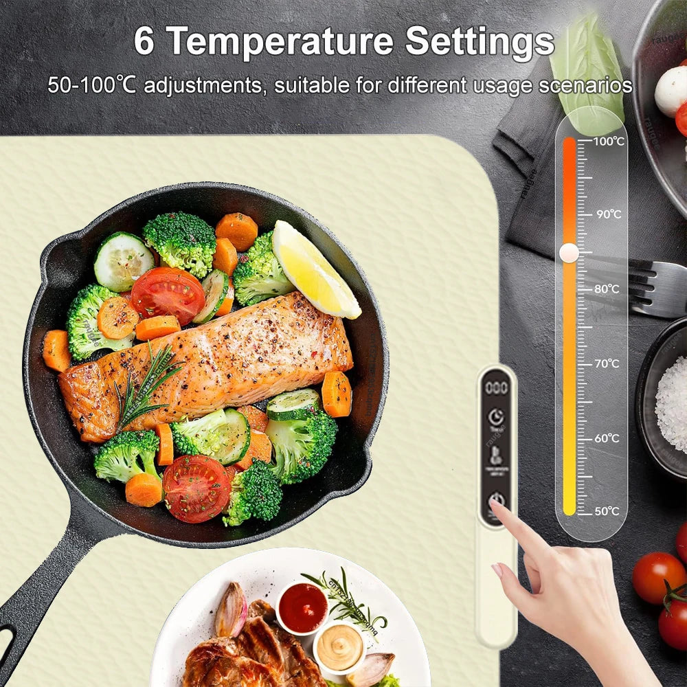 Electric Heating Plate Food Warmer Mat Silicone Dining Table Fast Warming Food Coffee Heater Tray Foldable Food Warming Plate